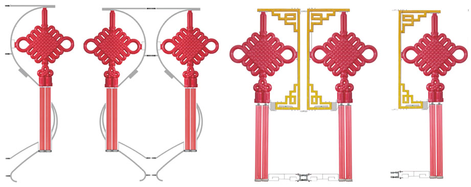LED內(nèi)發(fā)光支架中國結燈 路燈抱箍中國結燈